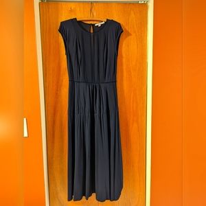 Boden navy midi dress with mesh and velvet detailing